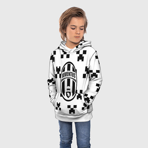 Детская толстовка Juventus x minecraft pattern / 3D-Белый – фото 3