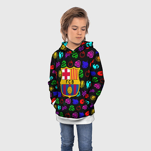 Детская толстовка Barcelona neon games logo / 3D-Белый – фото 3