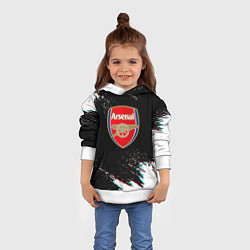 Толстовка-худи детская Арсенал краски глитч текстура, цвет: 3D-белый — фото 2