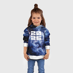 Толстовка-худи детская 2026 синяя дымка с искрами, цвет: 3D-белый — фото 2