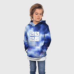 Толстовка-худи детская 2026 сине-голубая дымка, цвет: 3D-белый — фото 2