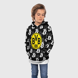 Толстовка-худи детская Borussia биткоин паттерн, цвет: 3D-белый — фото 2