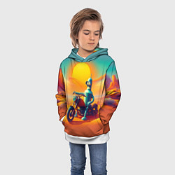 Толстовка-худи детская Робот Бендер на мотоцикле в пустыне, цвет: 3D-белый — фото 2
