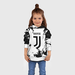 Толстовка-худи детская Juventus черные краски абстракция, цвет: 3D-белый — фото 2