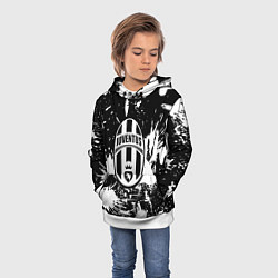 Толстовка-худи детская Ювентус краски всплеск, цвет: 3D-белый — фото 2