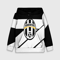 Толстовка-худи детская Ювентус полосы геометрия линии, цвет: 3D-белый