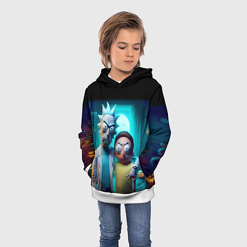 Детская толстовка Rick with Morty - halloween night / 3D-Белый – фото 3