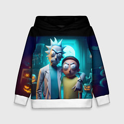 Толстовка-худи детская Rick with Morty - halloween night, цвет: 3D-белый
