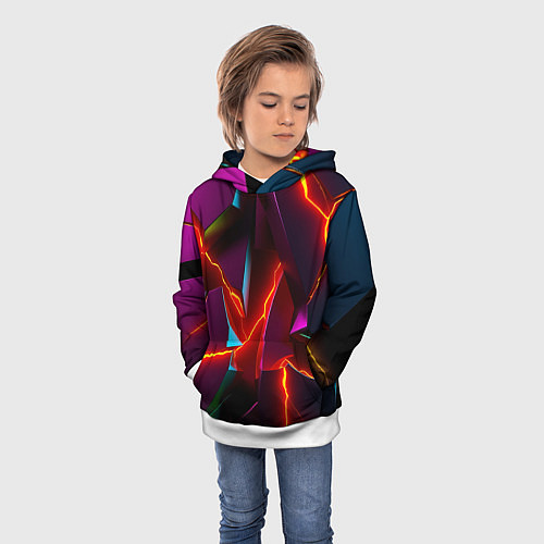 Детская толстовка Fractures multicolored tiles / 3D-Белый – фото 3