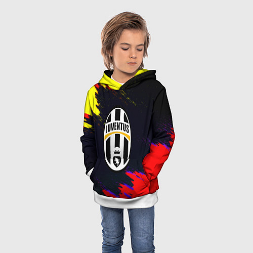 Детская толстовка Juventus краски текстура штрихи / 3D-Белый – фото 3