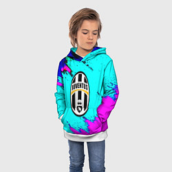 Толстовка-худи детская Juventus неоновые краски, цвет: 3D-белый — фото 2