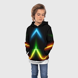 Толстовка-худи детская Neon multicolored lines, цвет: 3D-белый — фото 2