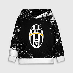 Толстовка-худи детская Juventus белые краски всплеск, цвет: 3D-белый