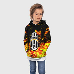 Толстовка-худи детская Ювентус огненные краски текстура, цвет: 3D-белый — фото 2
