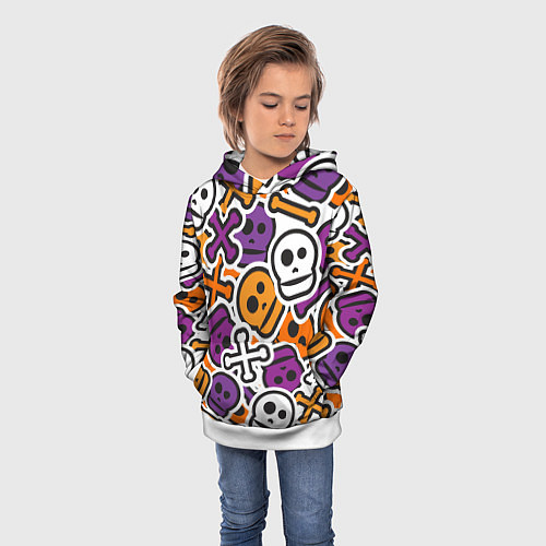 Детская толстовка Funny skulls / 3D-Белый – фото 3