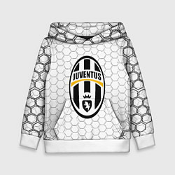 Толстовка-худи детская Ювентус соты текстура, цвет: 3D-белый