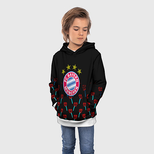Детская толстовка Бавария Мюнхен розы паттерн / 3D-Белый – фото 3