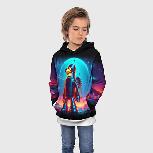 Детская толстовка Космонавт Бендер на неоновой планете / 3D-Белый – фото 3