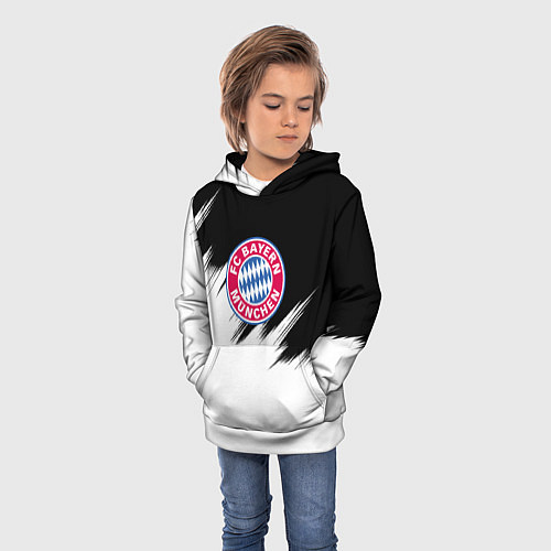 Детская толстовка Бавария Мюнхен черно белые штрихи / 3D-Белый – фото 3