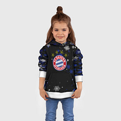 Толстовка-худи детская Бавария Мюнхен снежинки ночь, цвет: 3D-белый — фото 2