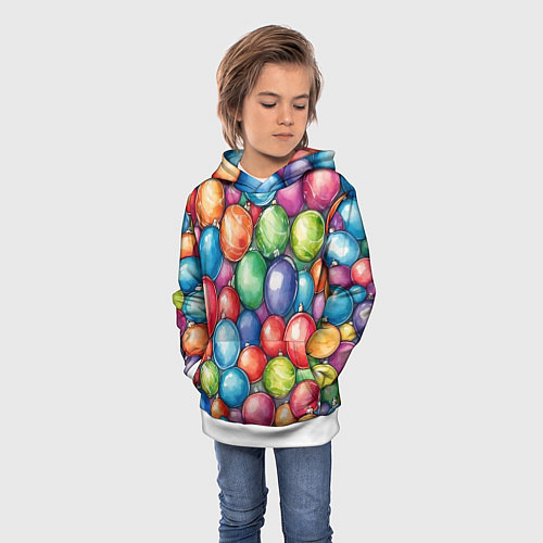 Детская толстовка Россыпь новогодних шаров / 3D-Белый – фото 3