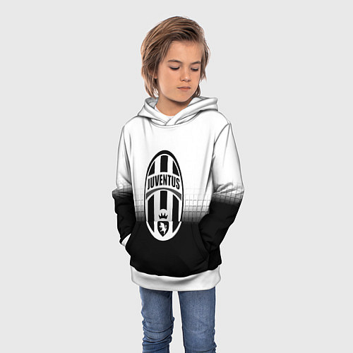 Детская толстовка Juventus черно белая геометрия / 3D-Белый – фото 3