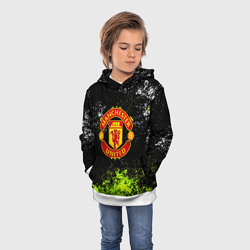 Детская толстовка Манчестер Юнайтед кислотные краски / 3D-Белый – фото 3