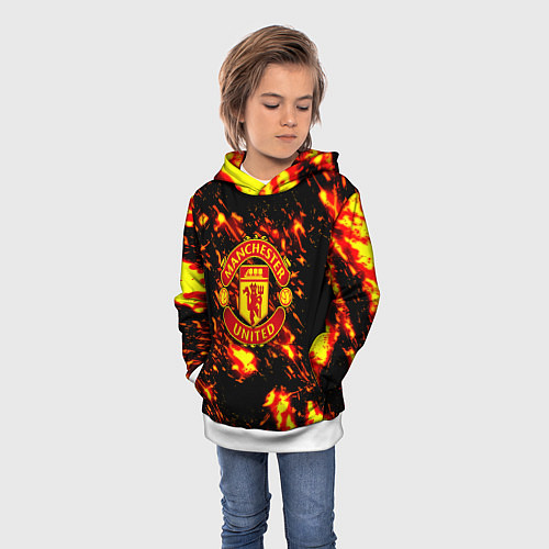 Детская толстовка Манчестер Юнайтед огненные краски / 3D-Белый – фото 3