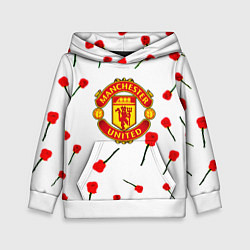 Толстовка-худи детская Манчестер Юнайтед розы паттерн, цвет: 3D-белый