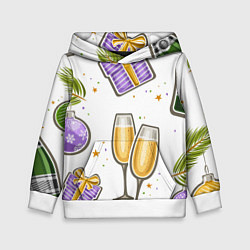 Толстовка-худи детская Новогодний вайб, цвет: 3D-белый