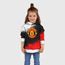 Толстовка-худи детская Манчестер Юнайтед краски всплеск, цвет: 3D-белый — фото 2