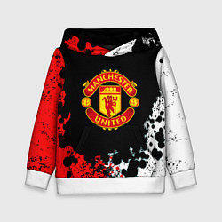 Толстовка-худи детская Манчестер Юнайтед краски абстрактные, цвет: 3D-белый