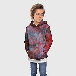 Толстовка-худи детская Абстракция - red rust on blue, цвет: 3D-белый — фото 2