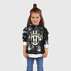 Толстовка-худи детская Ювентус текстура руки краски, цвет: 3D-белый — фото 2