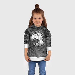 Толстовка-худи детская Ворон в круге рун и компас вегвизир, цвет: 3D-белый — фото 2