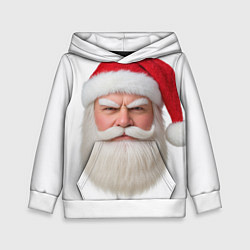 Толстовка-худи детская Лицо санты, цвет: 3D-белый