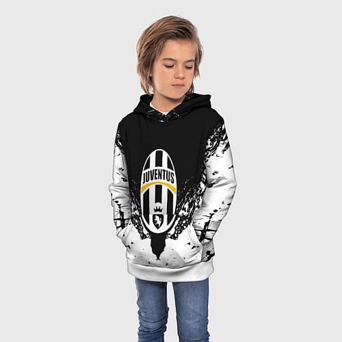 Детская толстовка Ювентус краски всплеск текстура / 3D-Белый – фото 3