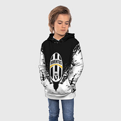 Толстовка-худи детская Ювентус краски всплеск текстура, цвет: 3D-белый — фото 2