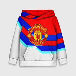 Толстовка-худи детская Манчестер Юнайтед полосы геометрия, цвет: 3D-белый
