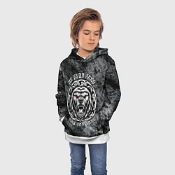 Толстовка-худи детская Не буди лихо пока оно тихо - медведь русич, цвет: 3D-белый — фото 2