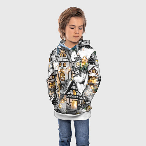 Детская толстовка Объемные новогодние дома / 3D-Белый – фото 3