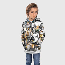 Толстовка-худи детская Объемные новогодние дома, цвет: 3D-белый — фото 2