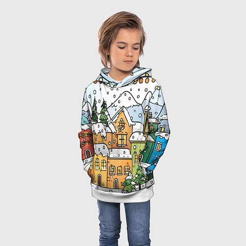 Детская толстовка Новогодний снегопад / 3D-Белый – фото 3