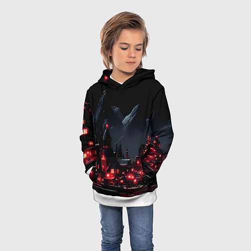 Детская толстовка Новогодняя ночь и красные гирлянды / 3D-Белый – фото 3