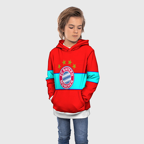 Детская толстовка Бавария Мюнхен полосы линии / 3D-Белый – фото 3