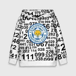 Толстовка-худи детская Лестер сити цифры символы, цвет: 3D-белый