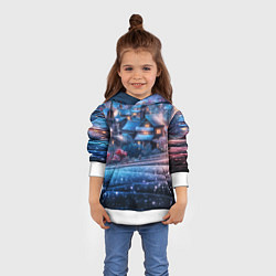 Толстовка-худи детская Новогодний двор в блестках, цвет: 3D-белый — фото 2