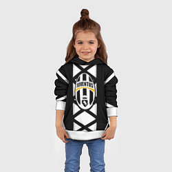 Толстовка-худи детская Ювентус геометрия полосы линии, цвет: 3D-белый — фото 2