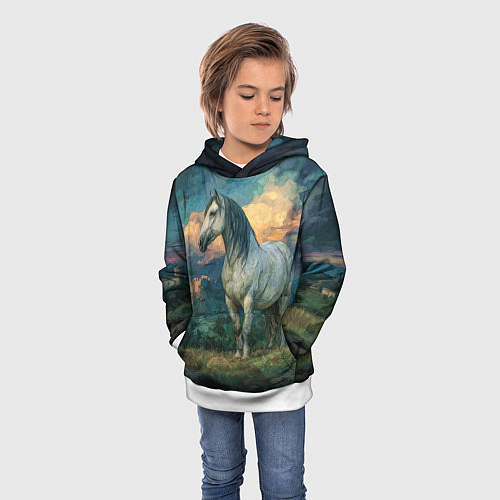 Детская толстовка Конь маслом / 3D-Белый – фото 3