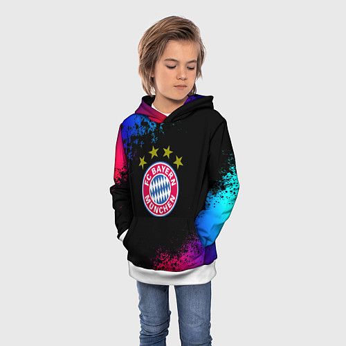 Детская толстовка Бавария Мюнхен краски неон градиент / 3D-Белый – фото 3